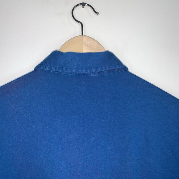 Patagonia Trout Logo Fitz Roy Polo Shirt Men's Small Blue Short Sleeve Buttons - Picture 7 of 14